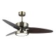 Ventilador techo luz Cross cuero negro nogal