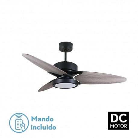 Ventilador techo luz Cross negros gris roble