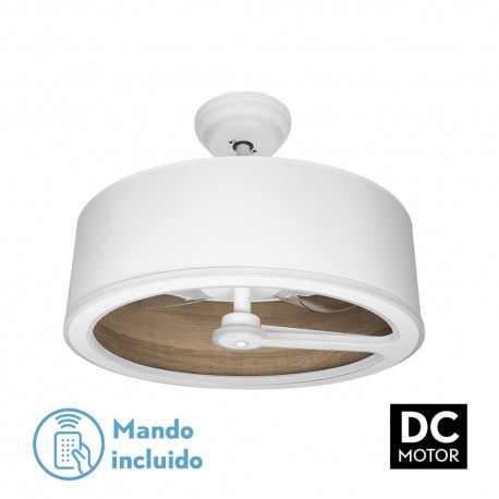 Ventilador techo luz Tatiana blanco madera oscura