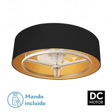 Ventilador techo luz Anuska negro oro