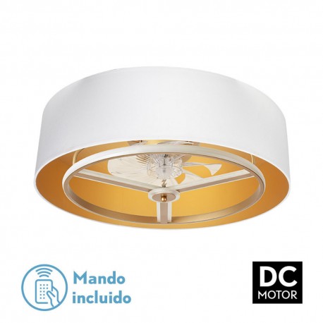 Ventilador techo luz Anuska blanco oro