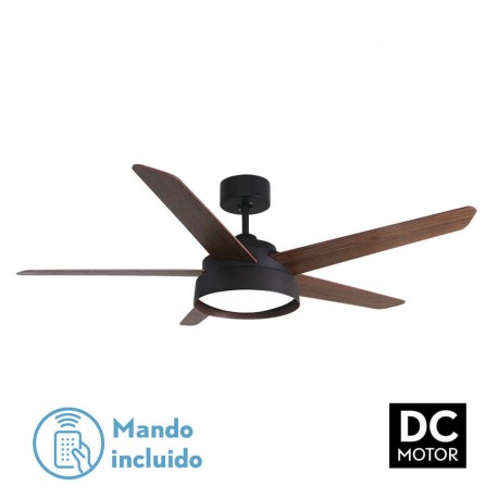 Ventilador techo luz Lebeche Marron nogal roble