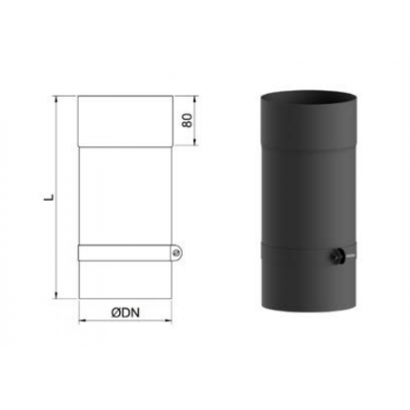 Tubo estufa telescópico negro mate 200 mm.