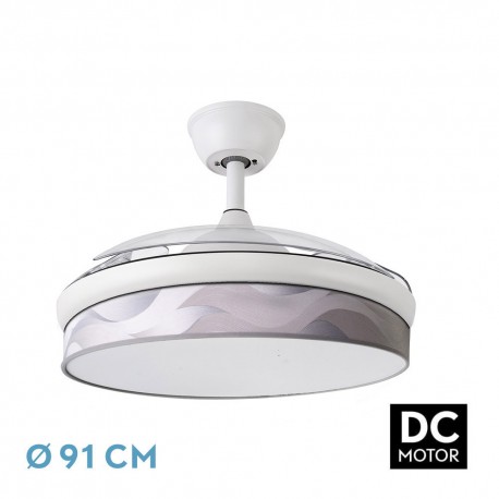 Ventilador techo luz Moda Blanco/Ola gris