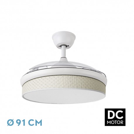 Ventilador techo luz Moda Blanco/Cañizo Blanco