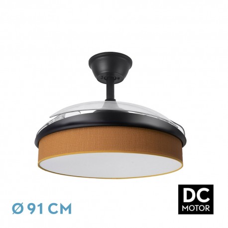 Ventilador techo luz Moda Negro/Naranja