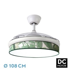 Ventilador techo luz Moda 108D Blanco/Hoja Verde