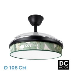 Ventilador techo luz Moda 108D Negro/Hoja Verde