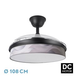 Ventilador techo luz Moda 108D Negro/Ola Gris