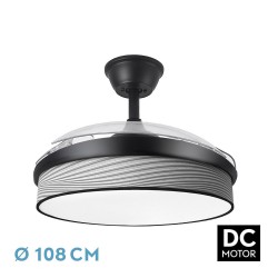 Ventilador techo luz Moda 108D Negro/Surco Gris