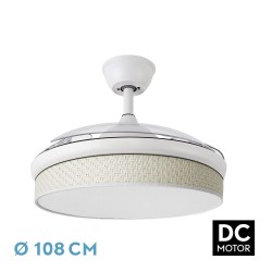 Ventilador techo luz Moda 108D Blanco/Cañizo Blanco