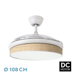 Ventilador techo luz Moda 108D Blanco/Cañizo Claro