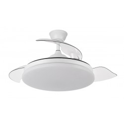 Ventilador techo luz aspas retractiles blanco