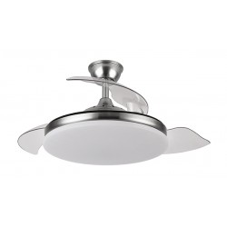 Ventilador techo luz aspas retractiles Plata