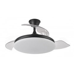 Ventilador techo luz aspas retractiles negro