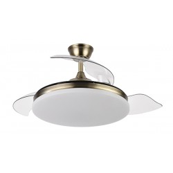 Ventilador techo luz aspas retractiles dorado