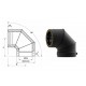 Codo doble pared aislado negro 90º 80 mm.
